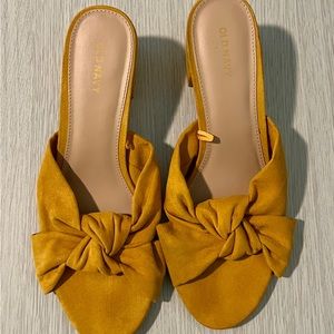 Mustard Yellow Suede Block Heel